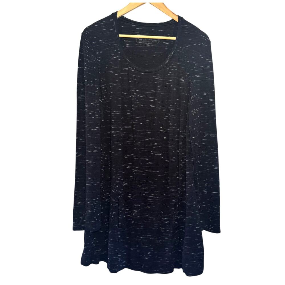 Soma Size Large Black Textured Slub Long Sleeve Nightgown with Pockets